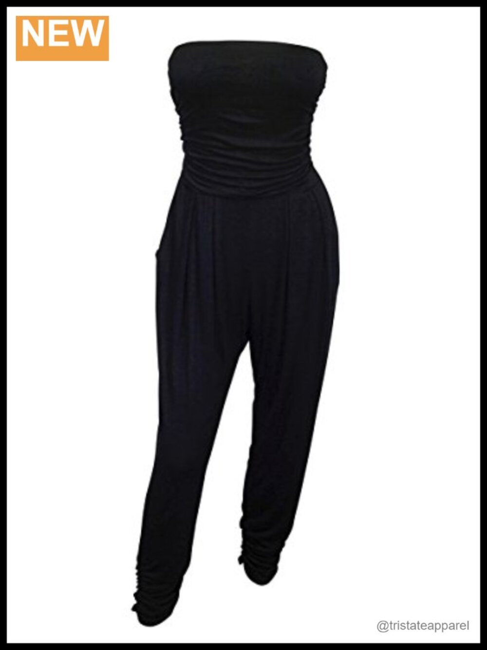 Plus Size Sleeveless Strapless Jumpsuit Stretch Polyester Blend Ankle Length